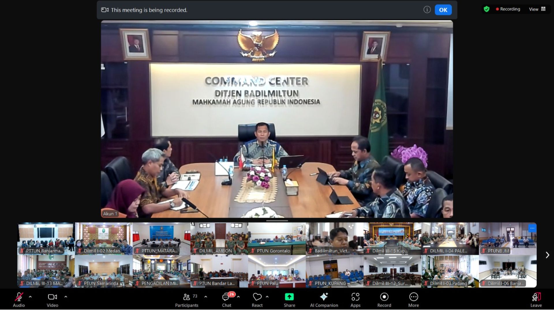 Pembinaan Direktorat Jendral Badan Peradilan Militer dan Tata Usaha Negara Secara Daring